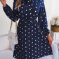 Polka Dot Tie Neck Pleated Dress