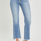 RISEN Frayed Hem Cropped Straight Jeans