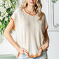 Contrast Wavy Crochet Drop Shoulder Knit Top