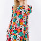 Floral Three-Quarter Sleeve Dress with Pockets