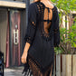 Backless Fringe Scoop Neck Cover Up