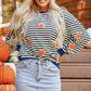 Pumpkin Striped Long Sleeve Sweatshirt