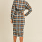 Plaid Flannel Front Tie Button Down Shirt Dress