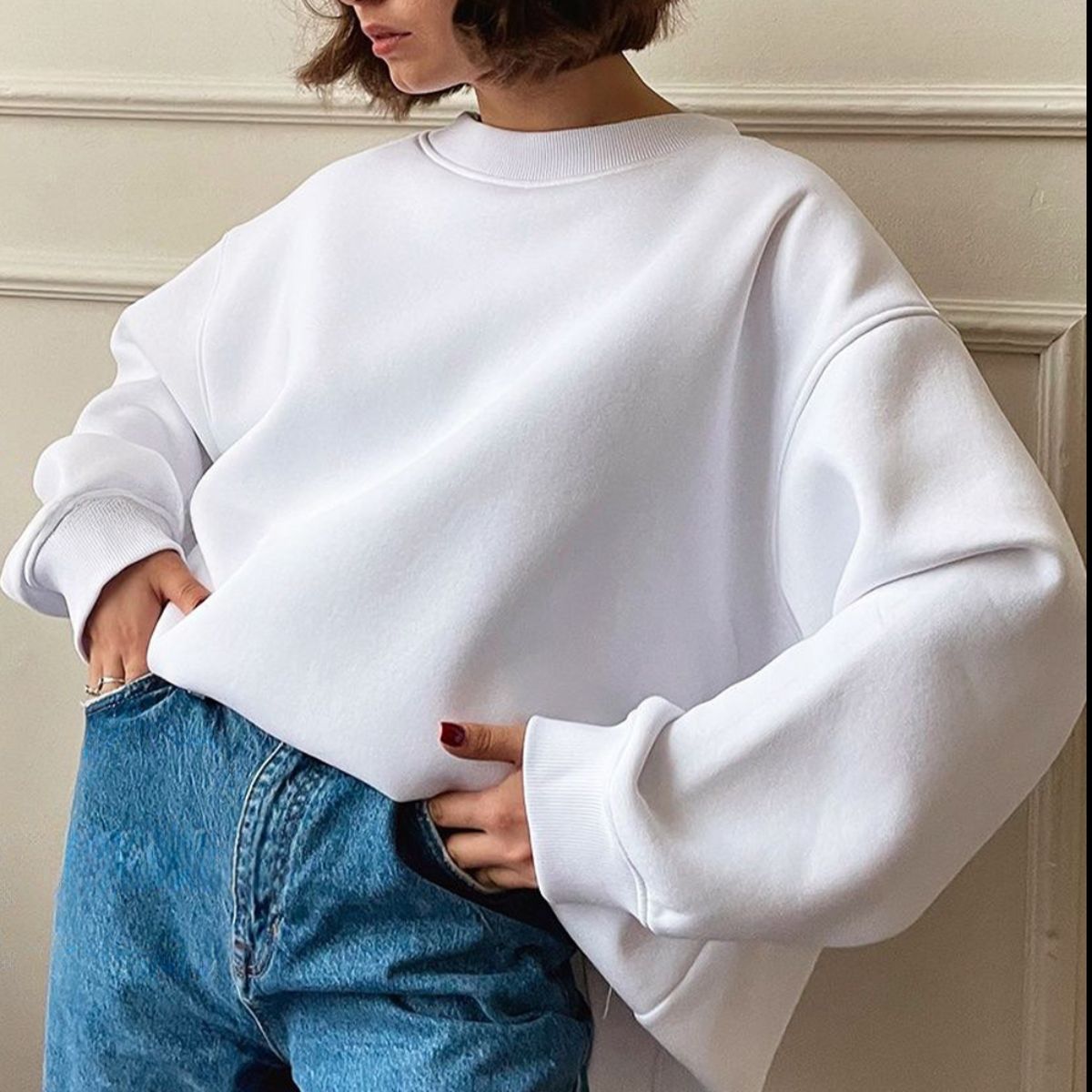 Oversize Round Neck Dropped Shoulder Sweatshirt