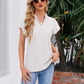 Notched Neck Puff Sleeve Blouse