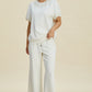 Pearl Detail Round Neck Top and Pants Set