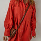 Pocketed Button Down Long Sleeve Shirt Dress