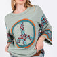 Peace Applique Patch Contrast Plaid Top