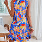 Lace Detail Printed V-Neck Sleeveless Dress
