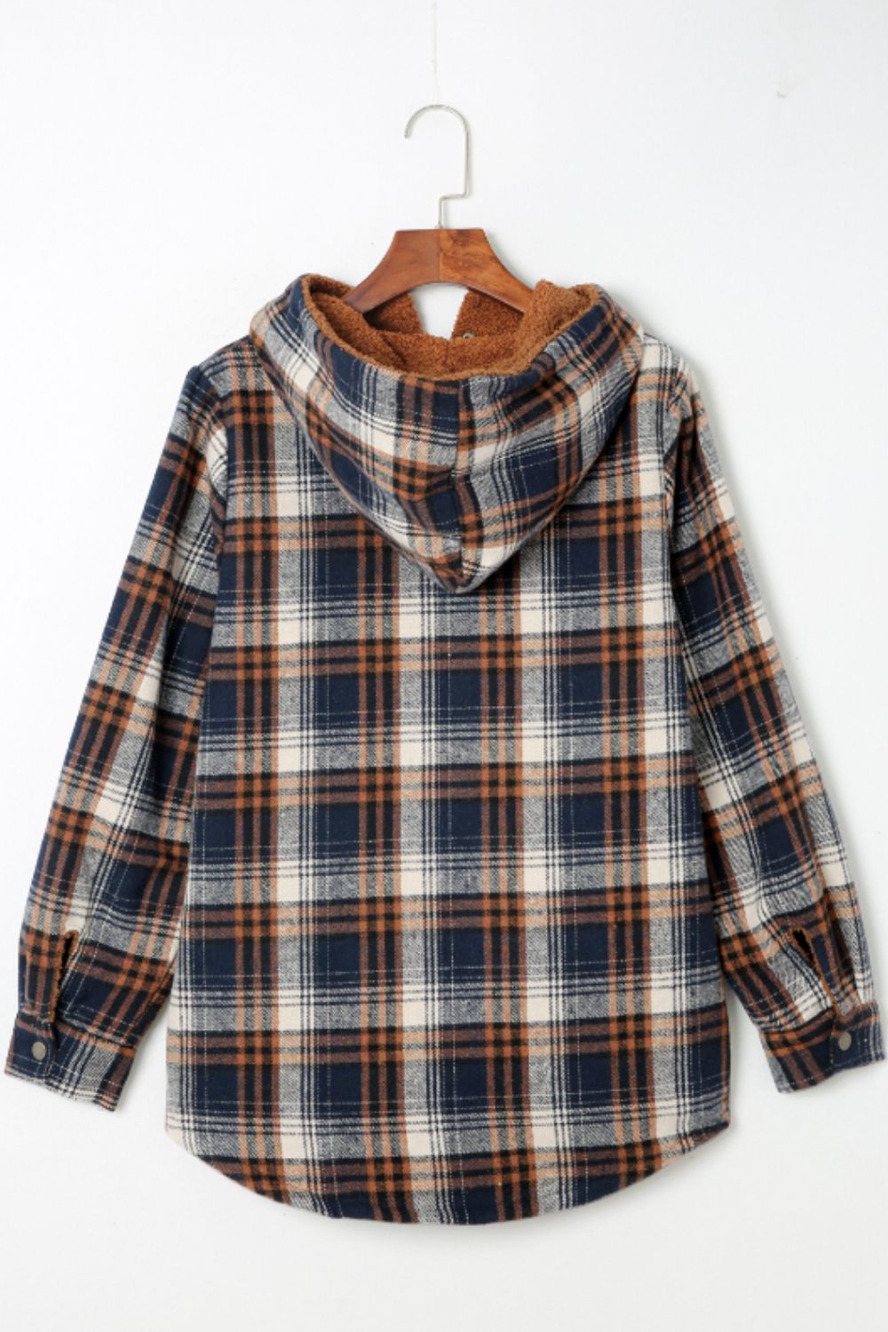 Plaid Button Up Long Sleeve Hooded Jacket