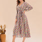 Full Size Printed Surplice Long Sleeve Dress