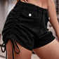 Drawstring Denim Shorts with Pockets