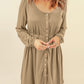 Button Down Long Sleeve Dress with Pockets