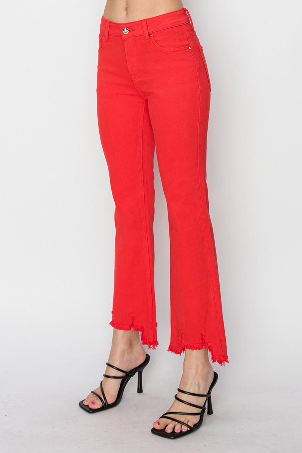 RISEN Mid Rise Step Hem Cropped Pants