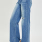 RISEN High Rise Frayed Hem Wide Leg Jeans