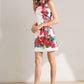 Floral Print Round Neck Sleeveless Mini Dress