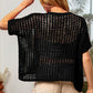 Hollowed Out Short Sleeve Knit Cover Up