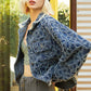 Flower Textured Raw Hem Long Sleeve Denim Jacket