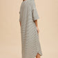 Annie Wear Striped Round Neck Terry Midi Dress