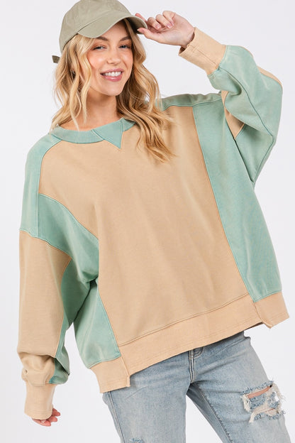 Color Block Round Neck Sweatshirt