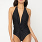 Twisted Plunge Halter One Piece Swimsuit