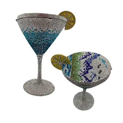 Rhinestone Cocktail Tall Glass Party Bag