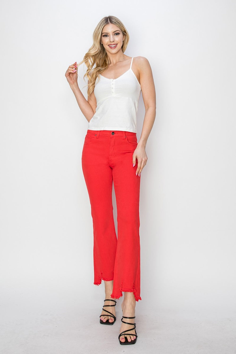 RISEN Mid Rise Step Hem Cropped Pants