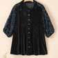 Sequin Collared Neck Three-Quarter Sleeve Oversize Shirt