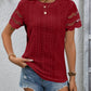 Full Size Eyelet Round Neck Short Sleeve Top