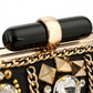 Black Satin Beaded Rhinestone Clutch Bag