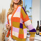 BiBi Checkered Color Block Sweater Cardigan