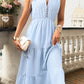 Tiered Notched Sleeveless Midi Dress