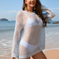 Openwork Dropped Shoulder Long Sleeve Cover-Up