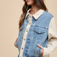 Collared Neck Double Placket Denim Jacket