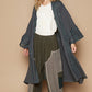 Flower Lace Trim Open Front Longline Cardigan