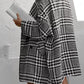 Houndstooth Collared Neck Long Sleeve Coat with Pockets