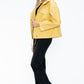 Drawstring Hem PU Leather Zip Up Jacket