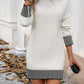 Striped Mock Neck Long Sleeve Sweater Dress