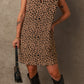 Leopard Johnny Collar Sleeveless Mini Dress