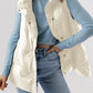 Pocketed Textured Zip Up Vest Coat