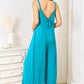 Soft Rayon Spaghetti Strap Tied Wide Leg Jumpsuit