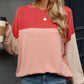 Contrast Round Neck Long Sleeve T-Shirt