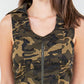 American Bazi Zip Up Camo Crop Denim Vest