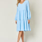 V-Neck Balloon Sleeve Tiered Dress