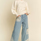 Lace Applique Wide Leg Jeans