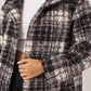 Plaid Collared Neck Boucle Jacket with Pockets