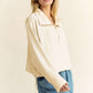 Drawstring Hem Half Zip Raglan Sleeve Sweatshirt