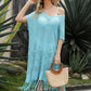 Eyelet Fringe Hem Longline Knit Cover Up