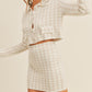 Houndstooth Cropped Knit Cardigan and Mini Skirt Set