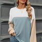 Contrast Round Neck Long Sleeve T-Shirt